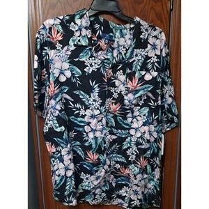 NWT George Livaeco Caribbean Hawaiian Shirt‎ 2XL Rayon Tropical Bird Of Paradise